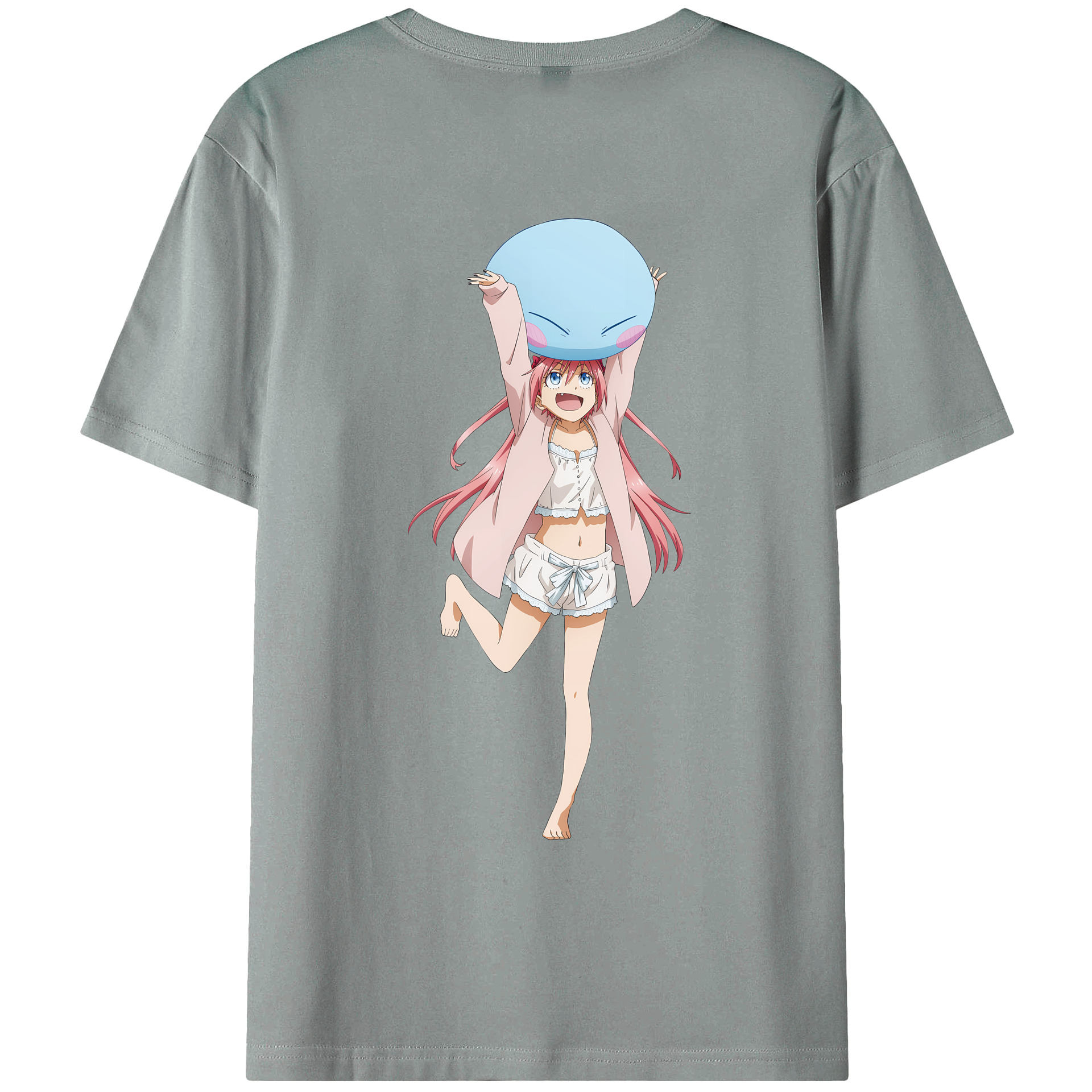 （画像用） 転スラ Regarding Reincarnated to Slime 綿100％ メンズ半袖Tシャツ（バックプリント） 通気性